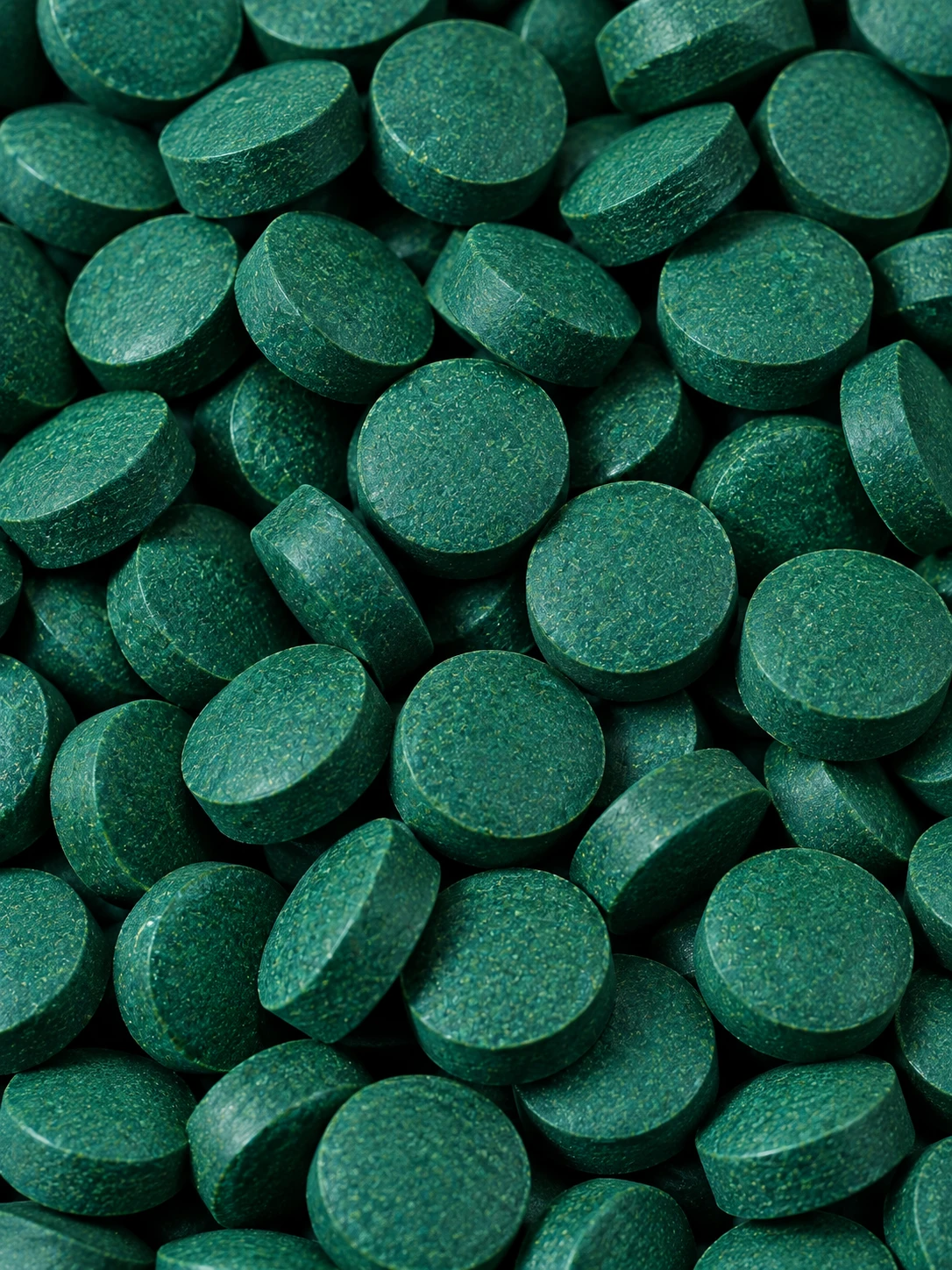 Spirulina tablets, macro detail